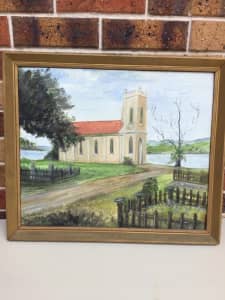 Oil Painting of Windermere Church, Tasmania