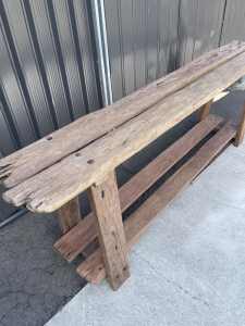 Rustic hall table made from salvaged Ironbark hardwood