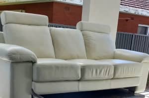 7 seater white leather lounge