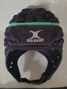 GILBERT HEADGEAR RUGBY UNION SIZE M MEDIUM BLACK AND GREEN - TOP COND