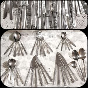Retro Mix n Match Cutlery,6 Person 6 Place Setting,Vintage 39 Pieces.