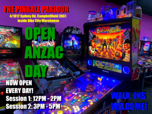 The Pinball Parlour - Open Anzac Day - Pinball Machine Arcade