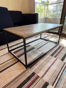 Elegant wooden and metal coffee table