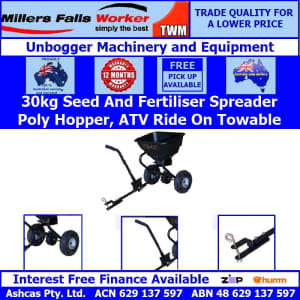 Millers Falls TWM 30kg Tow Behind Rotary Seed Fertiliser Spreader