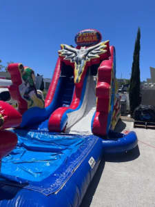 SLIDE Commercial Grade Inflatable with Pool wet & dry- Justice League