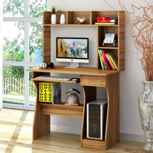 Elite Computer Desk Table with Shelf & Drawer Office Furniture (Natura