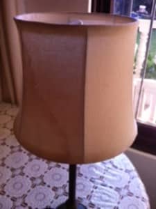 1 Cream Shade and Dark Brown Wood Lamp Base