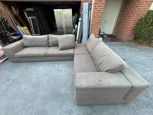 large grey color fabric L shape sofa or seperate 3 seater sofa