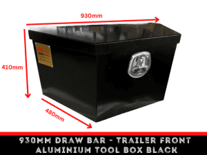 930MM Draw Bar - Trailer Front Aluminium Tool Box Black (Pre Order)