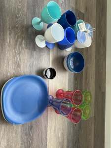 Reusable plastic cups and plates