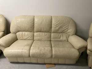 3 seater leather couch, 2 recliners