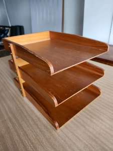 Vintage Wooden 3 Tier File Trays