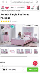 Princess Single Bed Package with additional Single Princess Bed frame