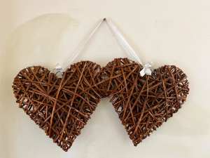 Wall hanging -Cane decorative hearts