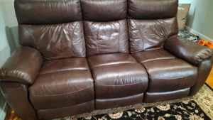 Real leather sofa (not modular) 190cm L - electric reclining