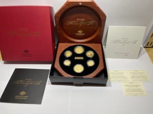 Authentic 2007 Australian Gold Six Proof Coin Set in Wooden Box