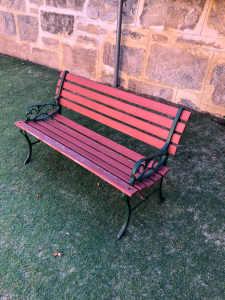 2 Cast iron/wood 2 seater benches