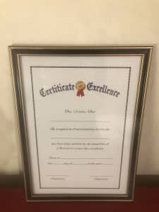 A4 sized black Frame With Gold Trim