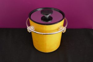 Vintage bar ware, retro ice bucket with lid. Insulated. Made in Japan.