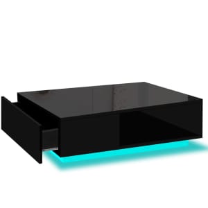 Levede Coffee Table LED Lights High Gloss Storage Drawer Living R...