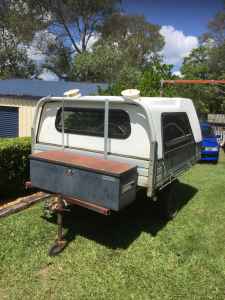 Space extra cab alloy ute tray with fiberglass canopy