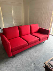 Jimmy Possum Red fabric 3 seater couch