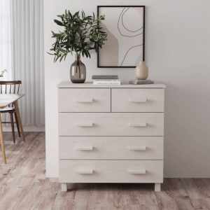 Sideboard White 79x40x80 cm Solid Wood Pine...