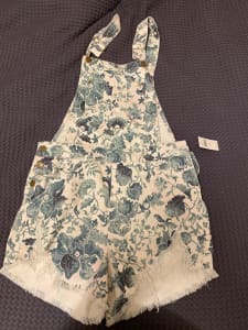 Brand new Anthropologie blue floral overalls