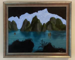 Turquoise Dreams, original oil painting, art, home decor, 47 x 58cm