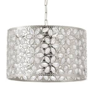 Astor Round Crystal Beaded Pendent Light: NEW in Box