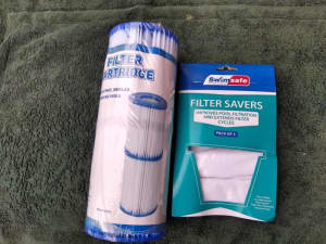 2 x pool filters and 5 x filter saver bags