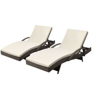 Gardeon 2PC Sun Lounge Wicker Lounger Outdoor Furniture Beach Chair A