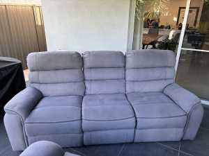 3 seater couch with 2 recliners and one single recliner