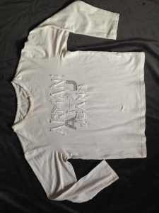 Armani Jeans White Ladies Size 10 long sleeve shirt (fitted)