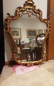 Large Gold painted Oval Mantel Mirror