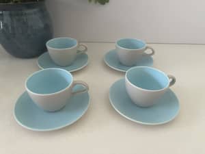 Stunning Midcentury Poole Pottery Coffee Set - Sky blue and dove grey 