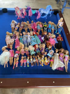 For sale bulk lot of barbie items plane helicopter dolls accessories