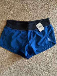 LES MILLS® TWO-IN-ONE WOVEN SHORTS BLUE - BRAND NEW WITH TAG