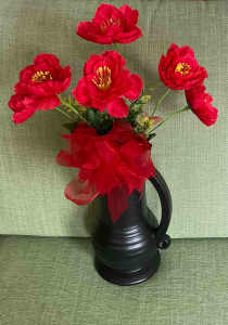 BLACK VASE (DIANA) WITH RED POPPIES - ANZAC DAY