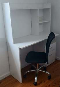 White Desk and Black Office Chair