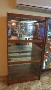 glass mirror back display cabinet plywood six shelves