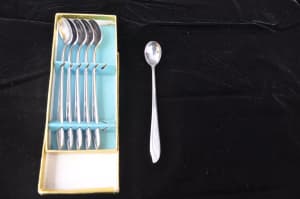 Spoons, parfait dessert, boxed, 6 stainless, Japan, $15, hardly used