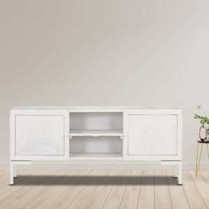 Durango TV Cabinet White 115x30x46 cm Solid Mango Wood...