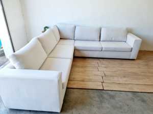 Domayne White Corner Fabric Lounge Sofa RRP $3500