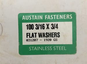 Flat Washers x 100 3/16 x 3/4