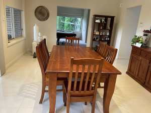 Dining table, six chair and side buffet