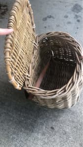 Cane fishing basket, antique