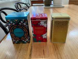 THREE HAIGHS CHRISTMAS TINS ONLY - EXCELLENT CONDITION