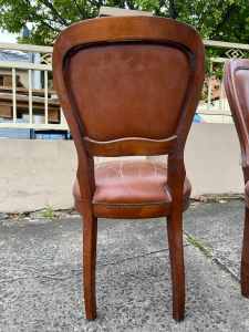 Vintage antique dining chairs timber wood set 6 press stud
