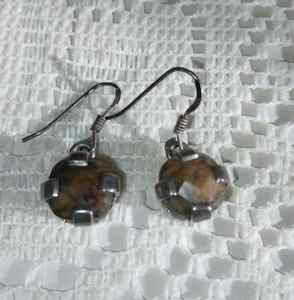 Hold***Vintage Silver Stone Earrings. Marked 925 
